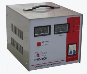Стабилизатор напряжения однофазный Solby SVC-3000 В промышленных, а также бытовых  условиях часто возникают отклонения и неисправности  в электрической сети. Это угрожает потерей работоспособности  дорогостоящего оборудования и приборов
