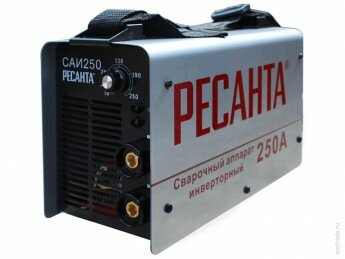 Инверторный сварочный аппарат Ресанта САИ 250А Напряжение 220 В. Диапазон сварочного тока 10/250 A. Диаметр электрода 6 мм. Вес 5 кг